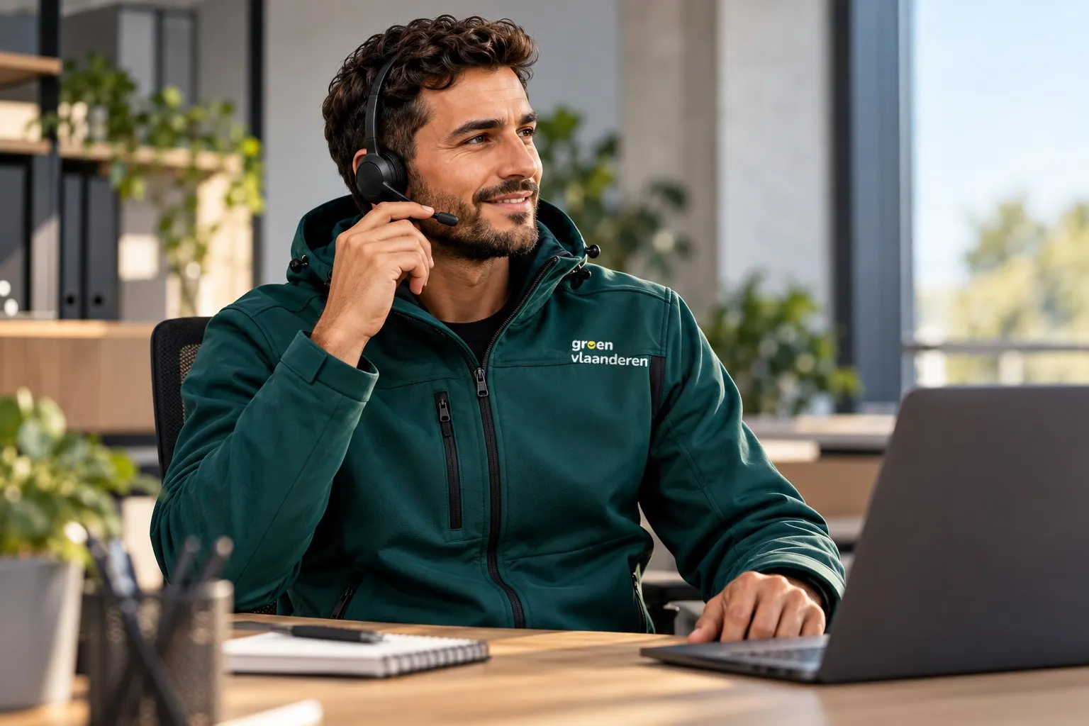 Conseiller au téléphone, avec casque