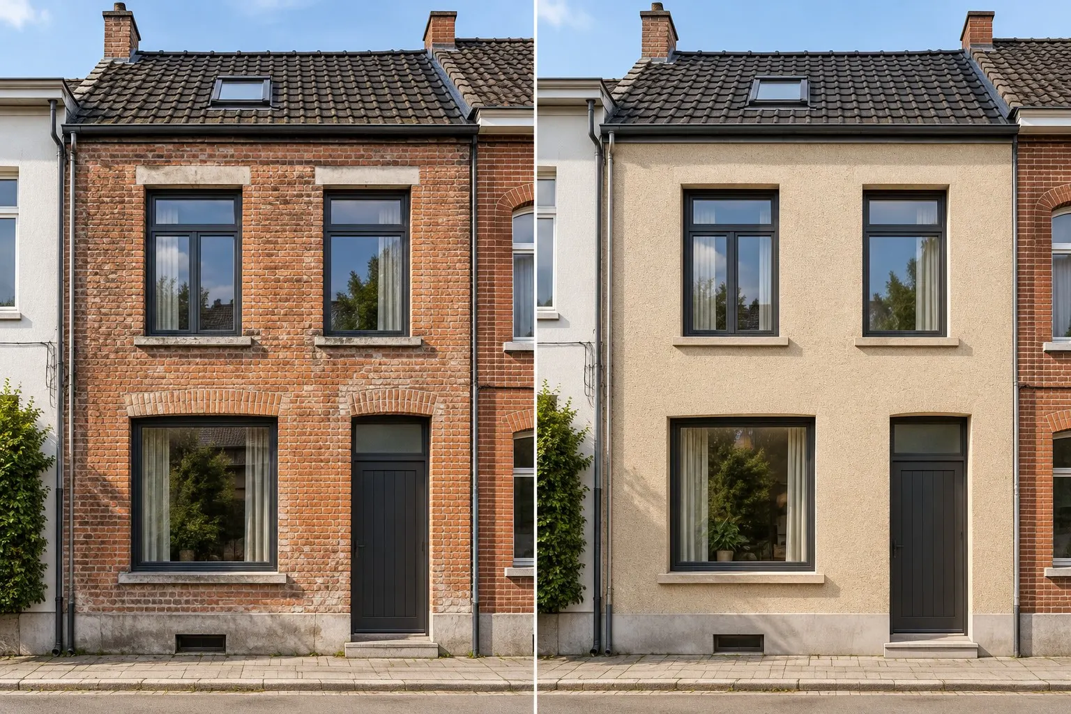 Een Vlaamse rijwoning voor en na gevelisolatie